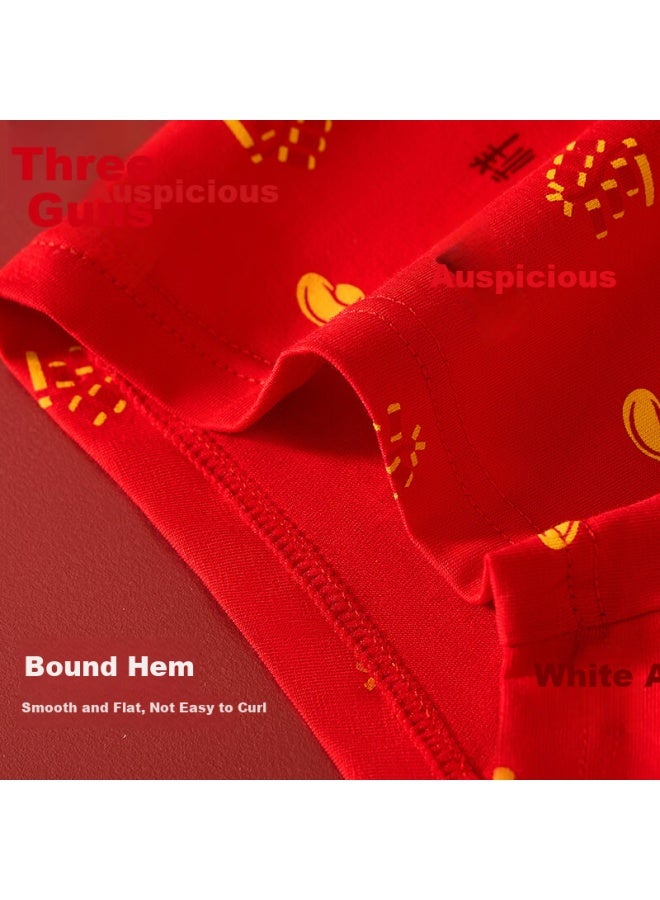 Threegun Men's Lucky Red Pure Cotton Antibacterial Underwear 7a Qi Ji Red Edition - Image 2