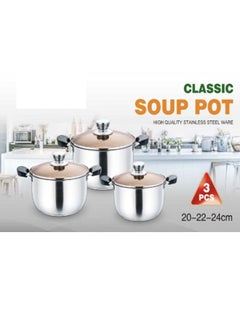 Set of 6 Cookware Set - Stainless Steel Soup Pots Set with Tempered Glass Lid