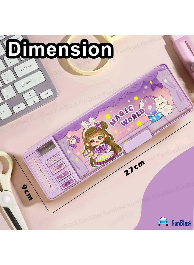 فنبلاست صندوق أقلام بلاستيكي متعدد الوظائف من FunBlast للأطفال، صندوق أقلام Magic World للبنات، صندوق أقلام مغناطيسي للأولاد، صندوق أقلام منبثق، هدايا إرجاع للبنات، متعدد الألوان - Image 2