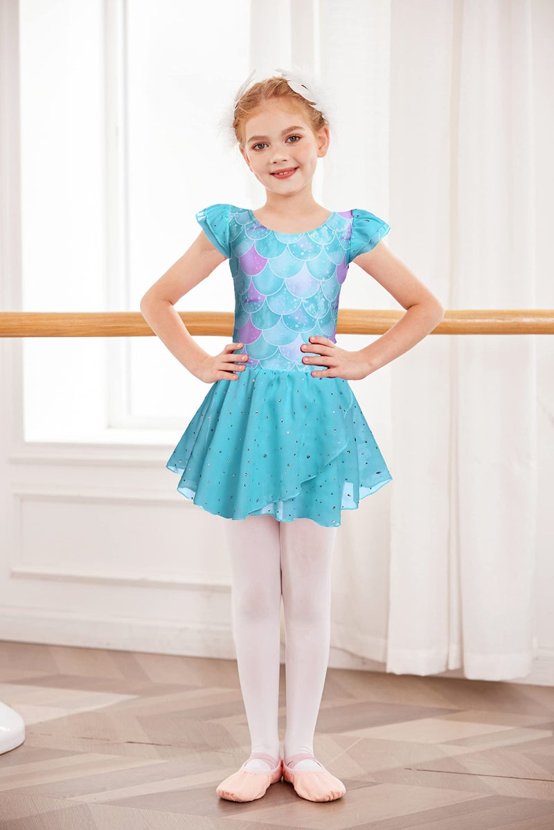 Arshiner Girls Ruffle Sleeve Ballet Dance Dress Tutu Skirted Leotard - Image 2