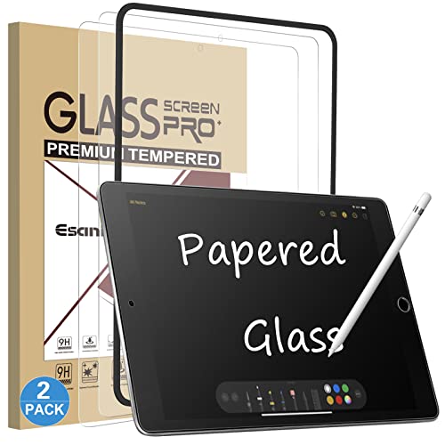 Esanik 2 Pack Like Paper Glass Screen Protector for iPad 9th/8th/7th Generation (10.2-Inch 2021/2020/2019) Tempered Glass 9H PAPERed Screen Protector with Matte Finish for Drawing Writing - Image 1