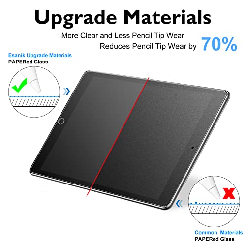 Esanik 2 Pack Like Paper Glass Screen Protector for iPad 9th/8th/7th Generation (10.2-Inch 2021/2020/2019) Tempered Glass 9H PAPERed Screen Protector with Matte Finish for Drawing Writing - Image 3