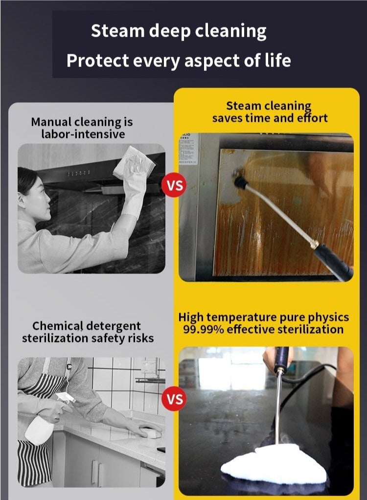 Joshberg Steam Cleaner,15s Heat-Up,1.2L Tank,1500W Steamer for Cleaning,Portable Steamer for Cleaning with 8PCS Accessories,Steam Cleaner for Home,Car,Dirt,Grease,Grout,Tile,Couch - Image 3