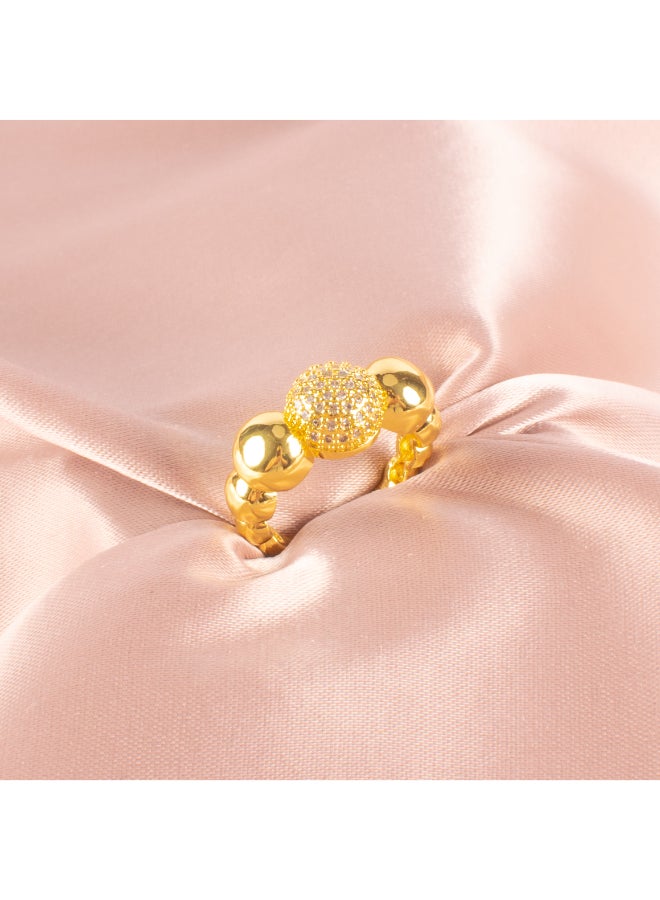 The Black Pearl Accessories Golden Zirconic Free Size Gold Plated Ring - Image 1