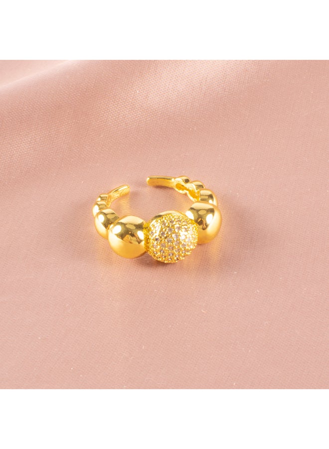 The Black Pearl Accessories Golden Zirconic Free Size Gold Plated Ring - Image 2