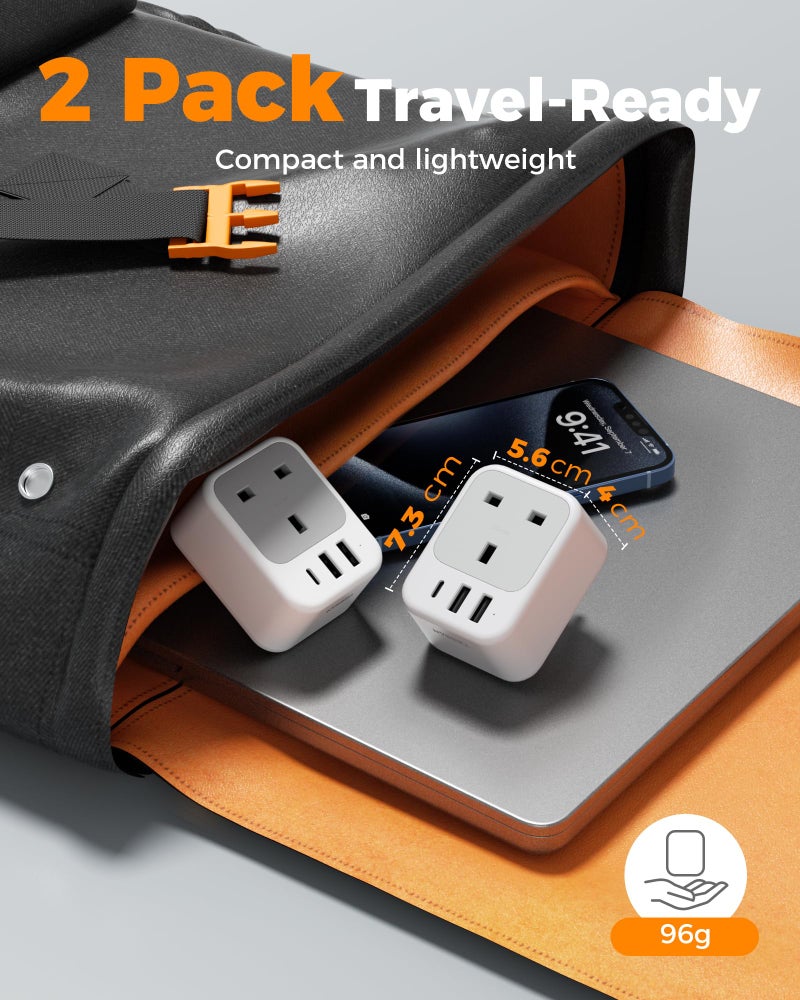 TESSAN UK to India Plug Adapter, Type D India Travel Adapter with USB C - Image 5