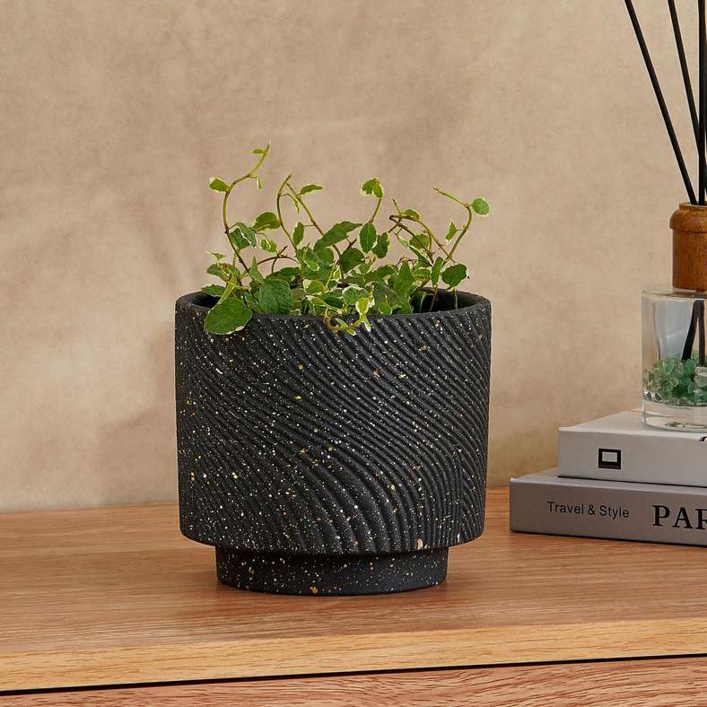 Pan Home وعاء تيراكوتا أسود لتزيين المنزل