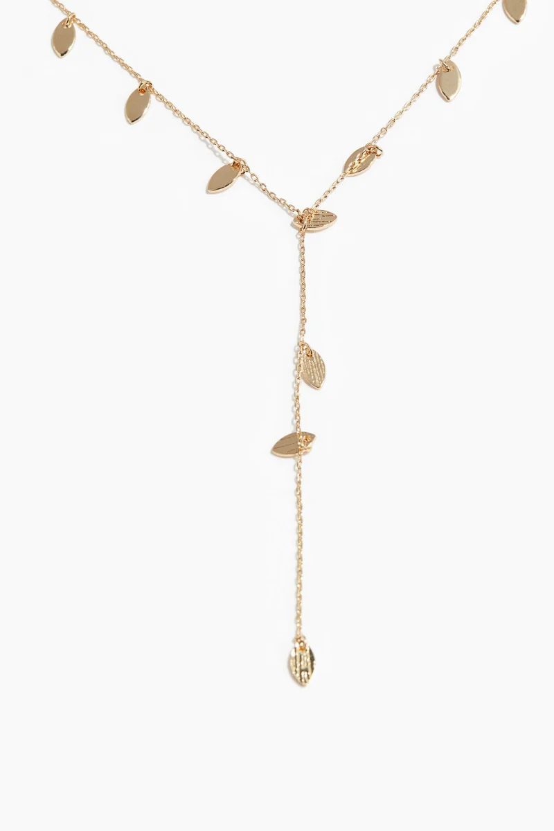 H&M Leaf-pendant lariat necklace