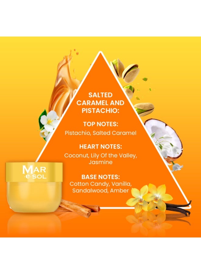 Mar.e.SOL Salted Caramel & Pistachio Gift Set – Body Mist 90ml + Body Scrub 100g + Body Butter 75ml | Sweet & Long-Lasting Women’s Fragrance | Hydrating Body Care Gift Set for Women - Image 4