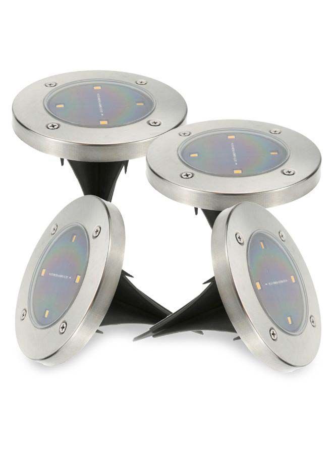 NIBEMINENT 4 -Piece Solar Powered Ground Light Set Warm White