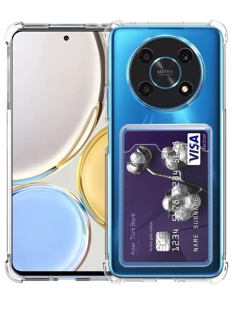 ten.tech TenTech Transparent cover with shockproof corners with card holder - card holder - heat-resistant polyurethane card holder for Honor X9 5G - transparent 