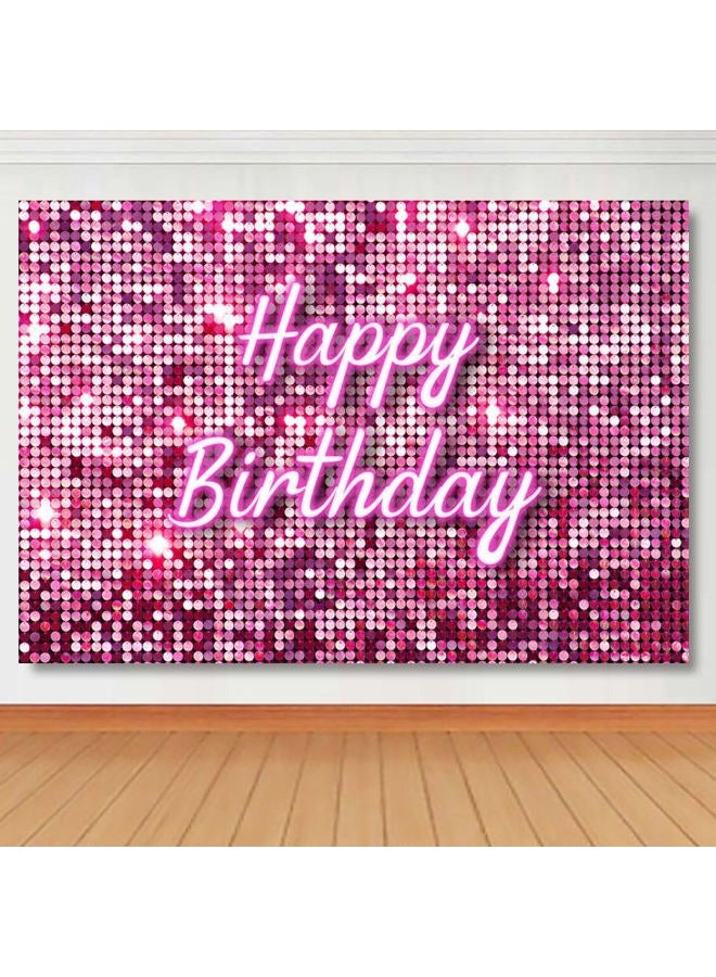 Lofaris Pink Flash Square Backdrop for Photography Happy Birthday Shinning Sequin Wall Panels Shimmer Wall Sweet 16 Girl Woman 20th 30th 40th Party Background Decorations Photo Studio Props9x6ft - Image 2
