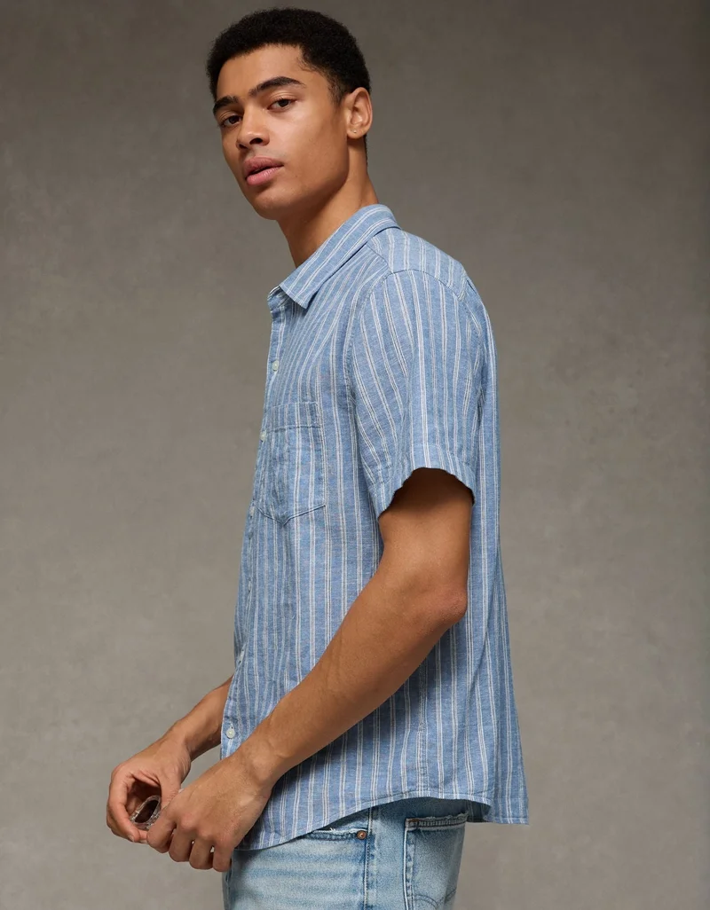 American Eagle  AE Short-Sleeve Button-Up Shirt for Men | Best Price UAE