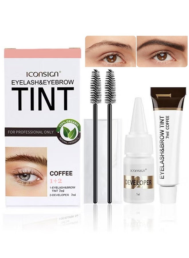 إيكونساين طقم صبغ صبغة الحواجب للرمش ، رمش وحواجب 2 في 1 ، كريم صبغ الحواجب شبه الدائم 7 مل - قهوة - Image 1
