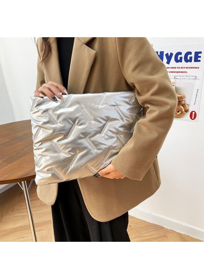 Reducing Load And Large Capacity Ultra-light Ultra-soft Insulation 14 Inch Business Liner Bag INS Fashion Y2K Hot Girl Computer Bag-Color:Gray - Image 3