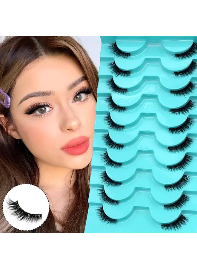 10 أزواج من رموش GROINNEYA الطبيعية على شكل عين القطة، رموش صناعية ناعمة وخصلة ثلاثية الأبعاد من فرو المنك الوهمي، مع شريط شفاف، قابلة لإعادة الاستخدام وسهلة التطبيق، بأطوال 10-18 ملم، نموذج F05، للمبتدئين للاستخدام اليومي والمناسبات الخاصة. - Image 2