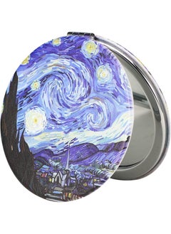 Dynippy Dynippy Compact Mirror Double-Sided 1X/2X Magnifying Bulk Pu Leather Makeup Mirrors Round Mirror for Purses Small Pocket Portable Hand Mirror (1, The Starry Night, 2.75 * 2.75 inch) 