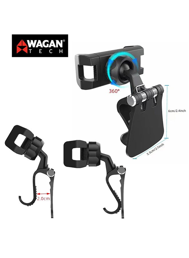 WAGAN Clip Mount Universal Multi-Function 360 Degrees Rotating Car Phone Holder Black 3.2 x 12 x 8 cm 5088 - Image 2