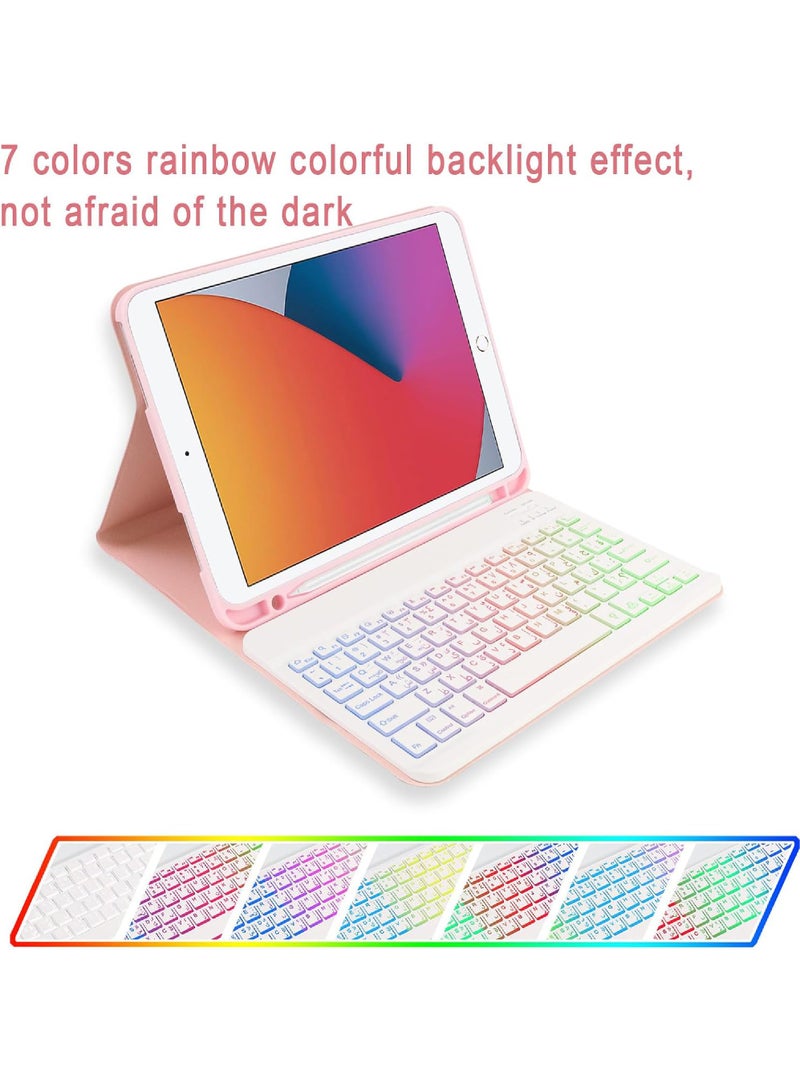 Rock Pow Case with Arabic Keyboard for iPad 10.2 inch 7th 8th 9th generation iPad Air 3 10.5" iPad Pro 10.5",7 Color Rainbow Backlit Detachable Keyboard with Type-C Charging Magnetic Cover - Image 4