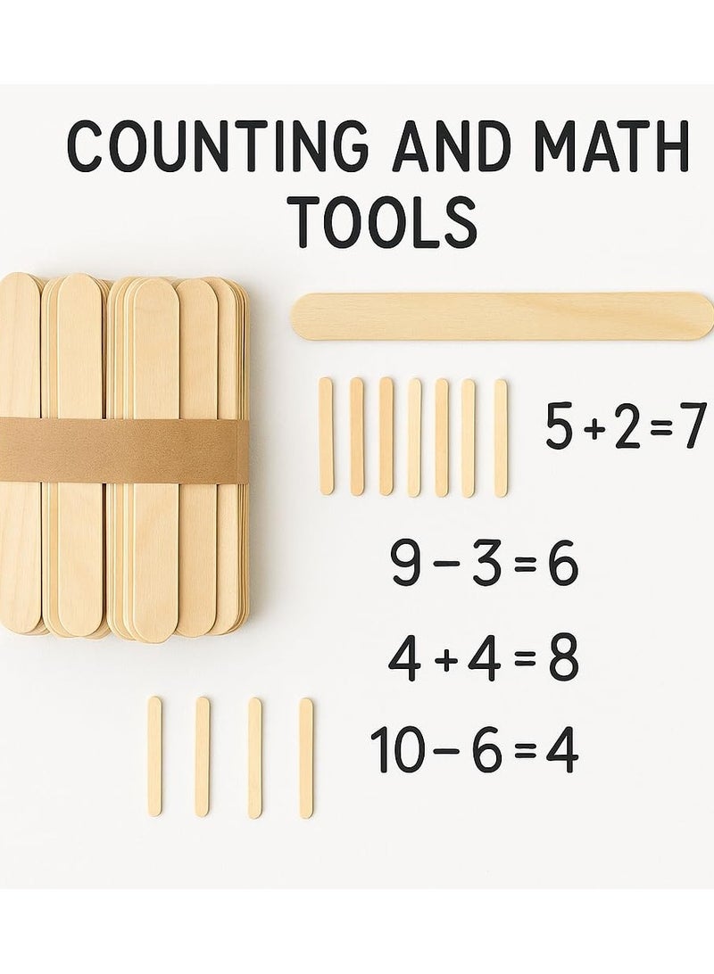 كرافت ماجيك 50 عصي مصاصة عملاقة - عصي خشبية كبيرة للمثلجات والحرف - 150 مم × 19 مم عصي مصاصة خشبية طبيعية للحرف وملصقات النباتات. - Image 3