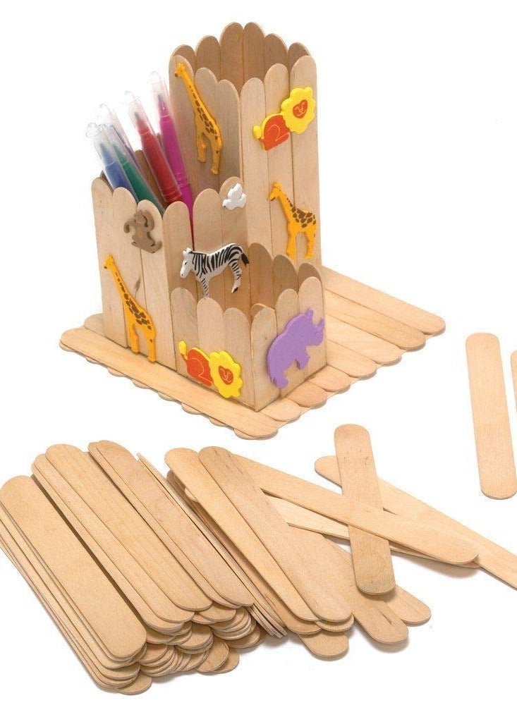 كرافت ماجيك 50 عصي مصاصة عملاقة - عصي خشبية كبيرة للمثلجات والحرف - 150 مم × 19 مم عصي مصاصة خشبية طبيعية للحرف وملصقات النباتات. - Image 5