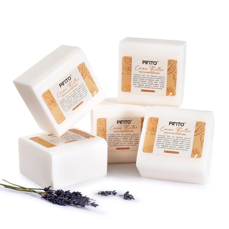 Pifito Cocoa Butter Melt and Pour Soap Base 5 lb Bulk Premium 100 Natural Glycerin Soap Base Luxurious Soap Making Supplies