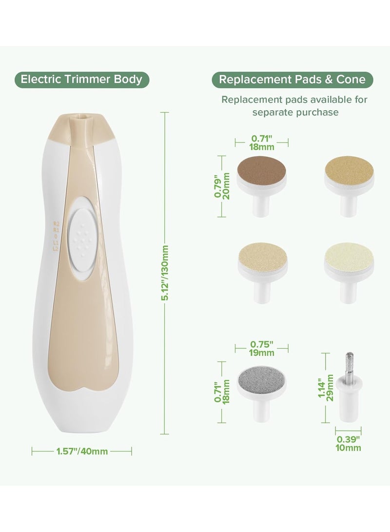 haakaa Baby Nail Care Electric Baby Nail File Kit with LED Light, Baby Nail Clippers for Newborn/Infants/Adults Toenails and Fingernails, 6 Replacement Heads & Storage Case, Acorn - Image 3