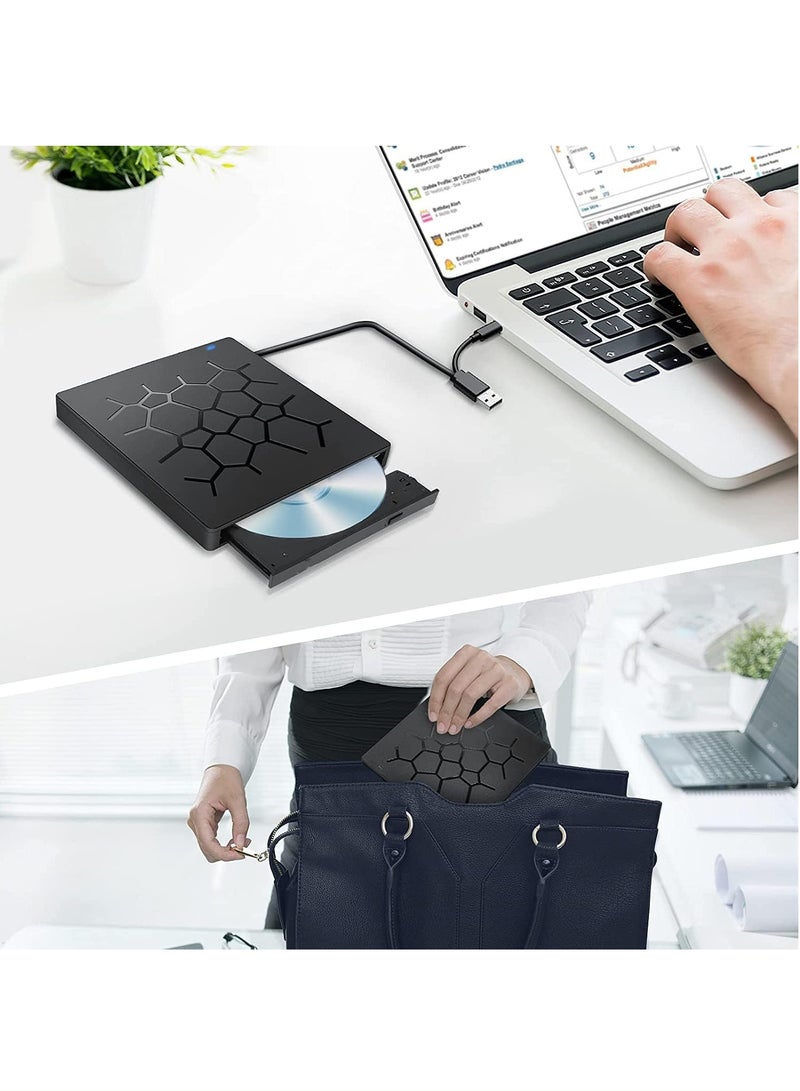 Captaintech External DVD Drive USB 3.0 CD DVD Burner for Laptop Type-C CD/DVD  Optical Disk Drive with 4 USB Ports and 2 SD Card Slots Ultra Slim for Mac PC Windows 11/10/8/7 Linux OS - Image 4