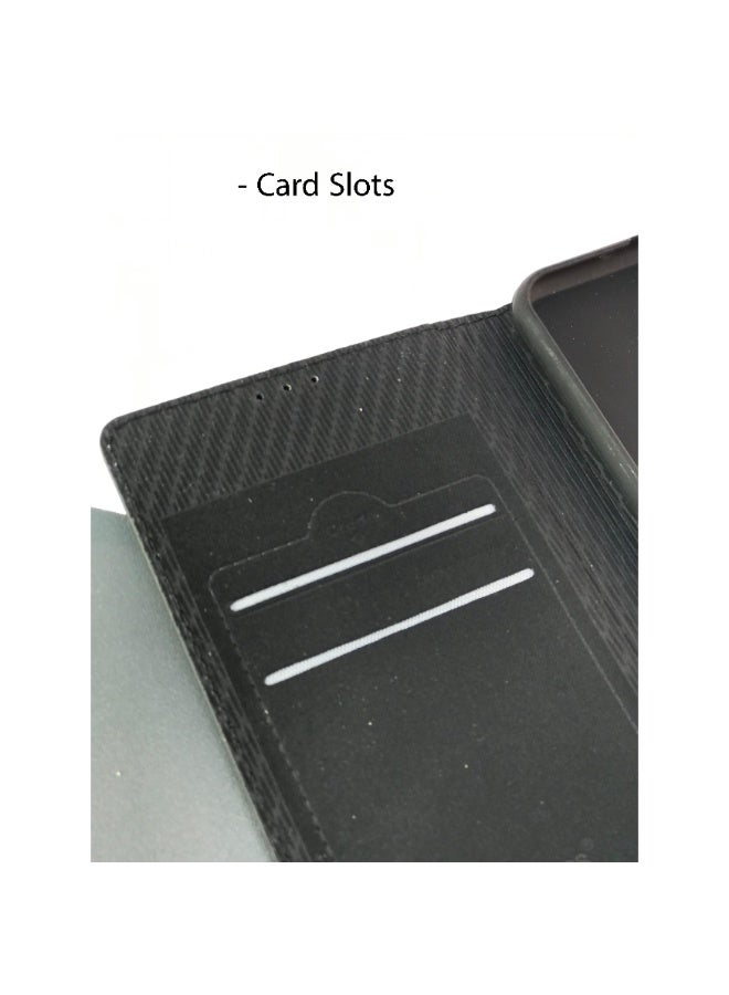 غطاء RichBoss جلدي كامل الطي مع مسند، وفتحات للبطاقات، وإغلاق مغناطيسي، وغطاء داخلي من السيليكون TPU، متوافق مع هاتف Samsung Galaxy J2 Pro (2018) (5.0 بوصة) (أسود) - Image 2