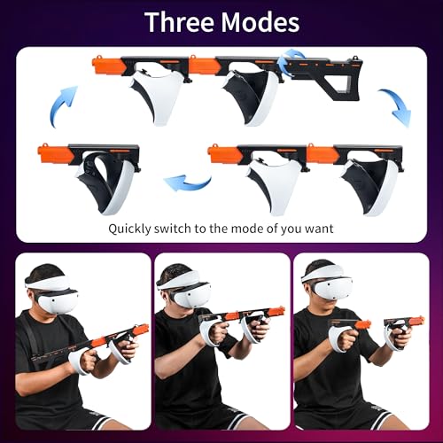 DEVASO Magnetic VR Gun Stock for PSVR2, 3-in-1 Changing VR Handle Accessories for Playstation VR2, Handle Attachment with Shoulder Straps for Enhance FPS Gaming Experience - Image 5