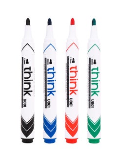 Deli Deli EU00101 THINK Whiteboard Marker, Fiber Conial Tip 2.0mm – Assorted Colors (Red/Blue/Black/Green), 4PCS/Blister Card – Easy to Erase, Low Odor, Non-Toxic Ink  - Image 2