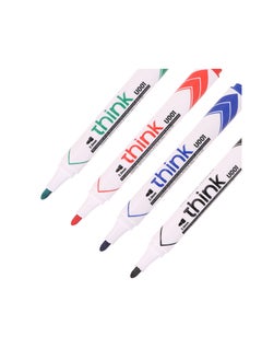 Deli Deli EU00101 THINK Whiteboard Marker, Fiber Conial Tip 2.0mm – Assorted Colors (Red/Blue/Black/Green), 4PCS/Blister Card – Easy to Erase, Low Odor, Non-Toxic Ink  - Image 5