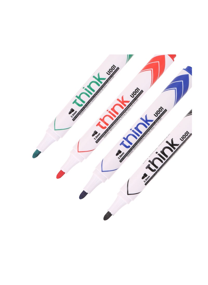 Deli Deli EU00101 THINK Whiteboard Marker, Fiber Conial Tip 2.0mm – Assorted Colors (Red/Blue/Black/Green), 4PCS/Blister Card – Easy to Erase, Low Odor, Non-Toxic Ink  - Image 5