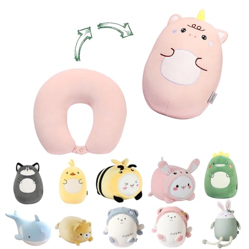 stocaggio Kids Travel Pillow  2in1 Deformable Kids Neck Pillow for Traveling Soft UShaped Pillow with Adorable Animal Design Comfy Sleep and Play Ideal for Airplanes and Cars  Pink Unicorn