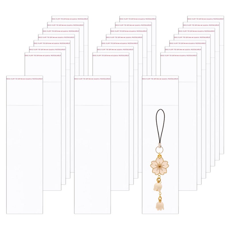 BornFeel Long Adhesive Cello Bags 2 x 6 200pcs Clear Cellophane Bags Resealable Self Sealing OPP Bags 1mil for Candy Gifts Favors Pen Key Chain Jewelery Samples