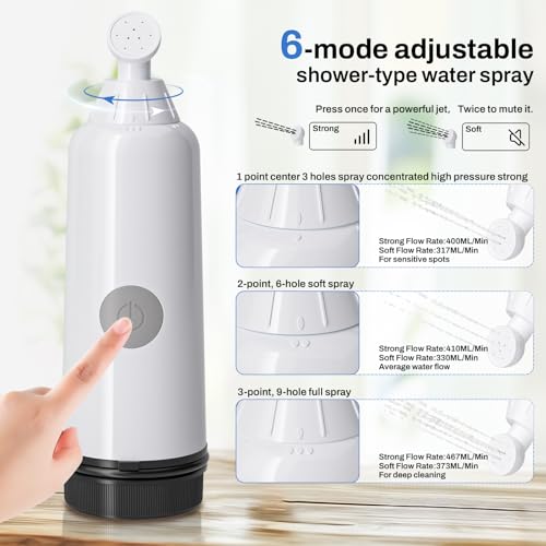 EBTULF Portable Bidet for Travel with 6 Spray Settings, High Pressure Handheld, Rechargeable Electric Portable Bidet for Women & Men (Black) - Image 2