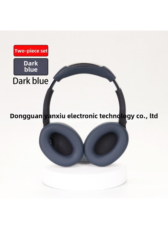 Suitable For SONY SONY WH-1000XM4 Ear Cap Head Beam Cover Skeleton Silicone Earmuffs Earplugs Protective Shell-Color:Two-piece Set Dark Blue Ear Cap Head Beam Adhesive-Model:Sony WH-1000XM4  - Image 1