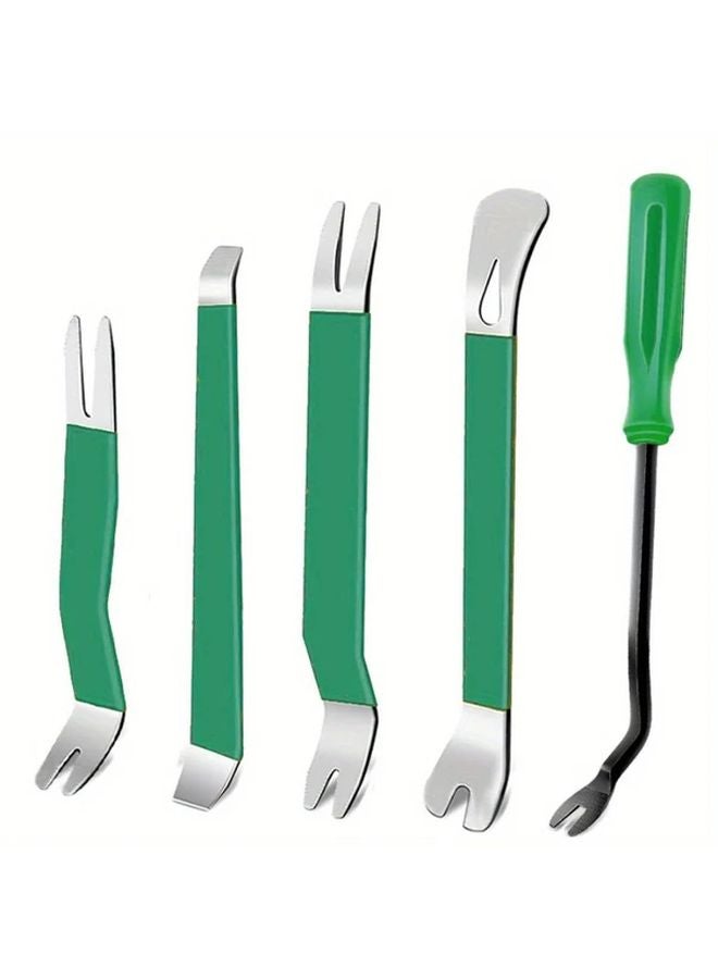 5Pcs Black Heavy Duty Stainless Steel Pry Tool Set Non Slip Grip Car Audio Door Panel Removal Kit - Image 4