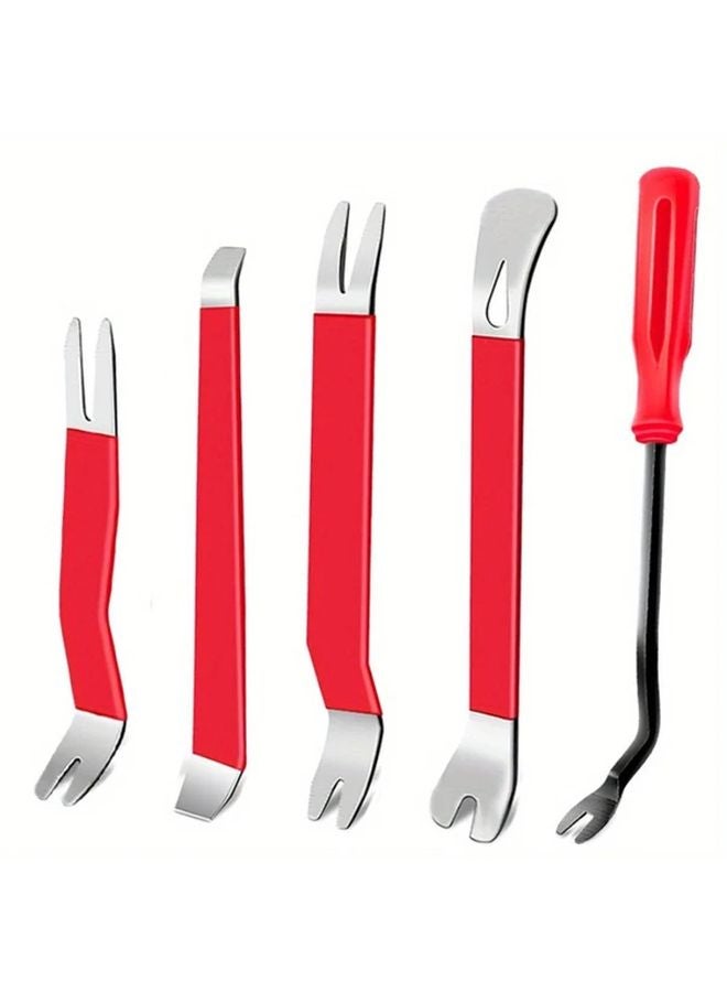 5Pcs Black Heavy Duty Stainless Steel Pry Tool Set Non Slip Grip Car Audio Door Panel Removal Kit - Image 5