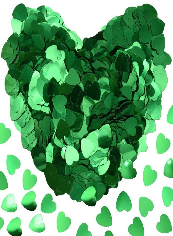 Ruidee 60g Love Heart Table Confetti 15mm Party Glitter Sequins Plastic Confetti Sprinkles Decorations for Wedding Festival Birthday (AX/Green) - Image 1
