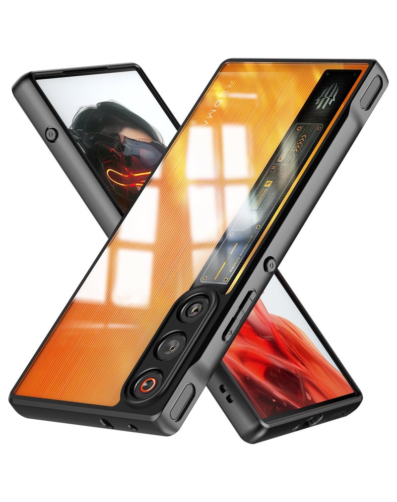 Foluu Case for ZTE Nubia RedMagic 10 Air, Hard PC Back & Soft TPU Bumper [Not Yellowing] [Military Drop Protection] Shockproof Case Slim Thin Cover for ZTE Nubia Red Magic 10 Air 2025 (Black+Clear) - Image 1