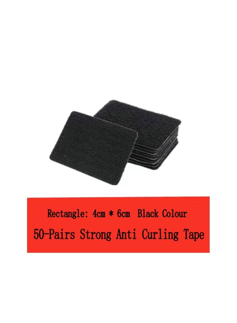 50-Pairs Square Type Strong Anti Curling Tape,Anti-slip Stickers Rug Gripper Self Adhesive Fastener,Keep Corners Flat Adhesive Tape for Bed Sheet,Sofa Cushion,Mat - Image 2