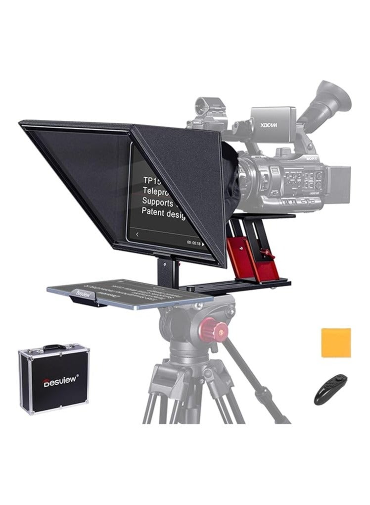 Desview TP150 Teleprompter - Professional 15-Inch All-Metal Liftable Teleprompter for DSLR/Camcorder/Webcam Wide Angle Video - Image 1