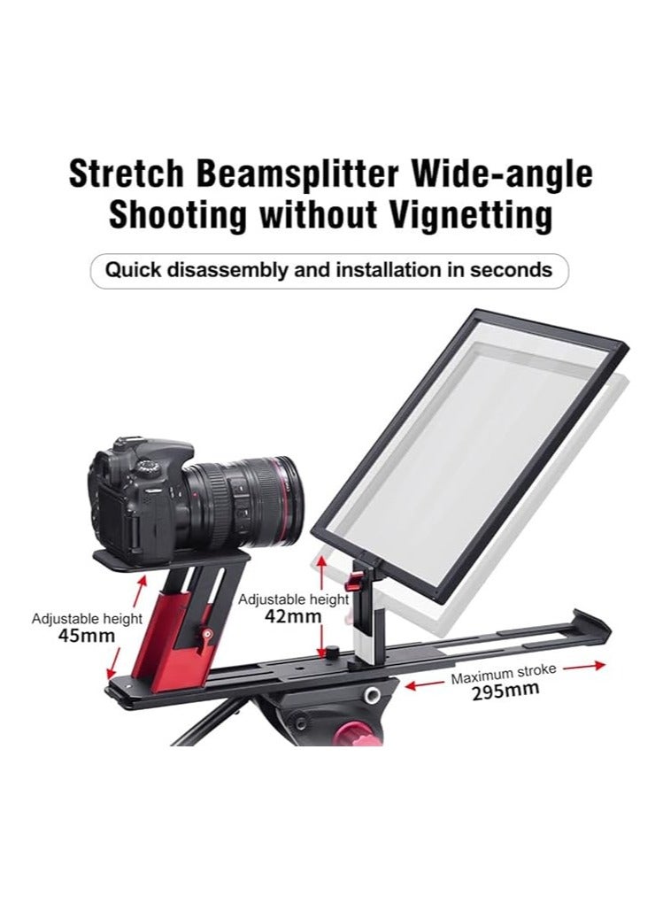 Desview TP150 Teleprompter - Professional 15-Inch All-Metal Liftable Teleprompter for DSLR/Camcorder/Webcam Wide Angle Video - Image 2