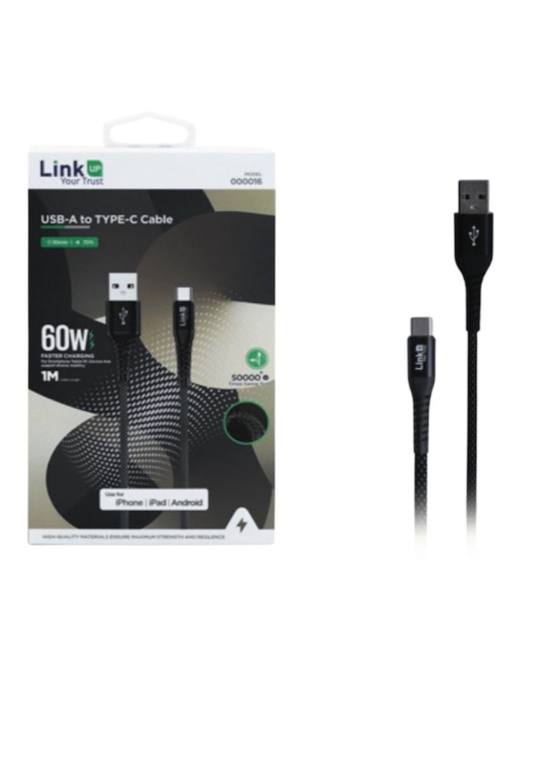 LinkUp USB-A to Type-C Cable - Compatible with iPhone, iPad, Android