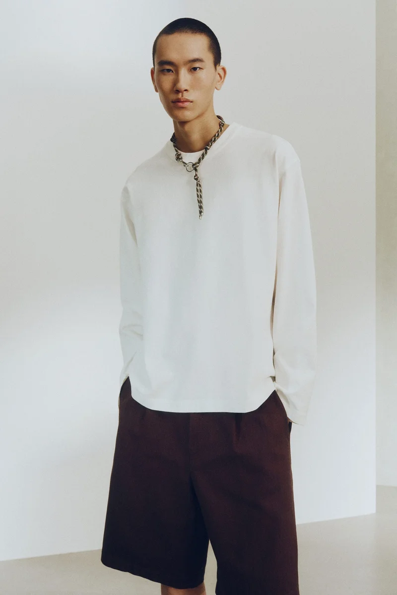 H&M Loose Fit Long-sleeved cotton T-shirt