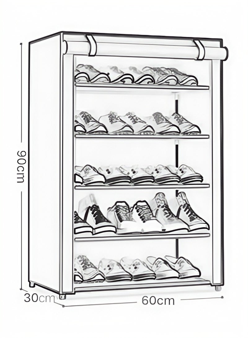 BLOOMING TIME Universal 5-Layer Single-Sided Cloth Shoe Rack Gray - Image 5
