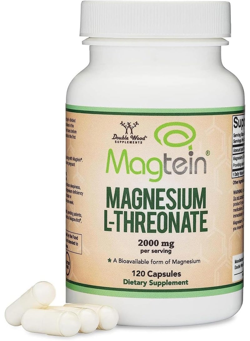 Double Wood Supplements Magtein Magnesium L-Threonate, 2,000 mg – 120 Capsules - Image 1