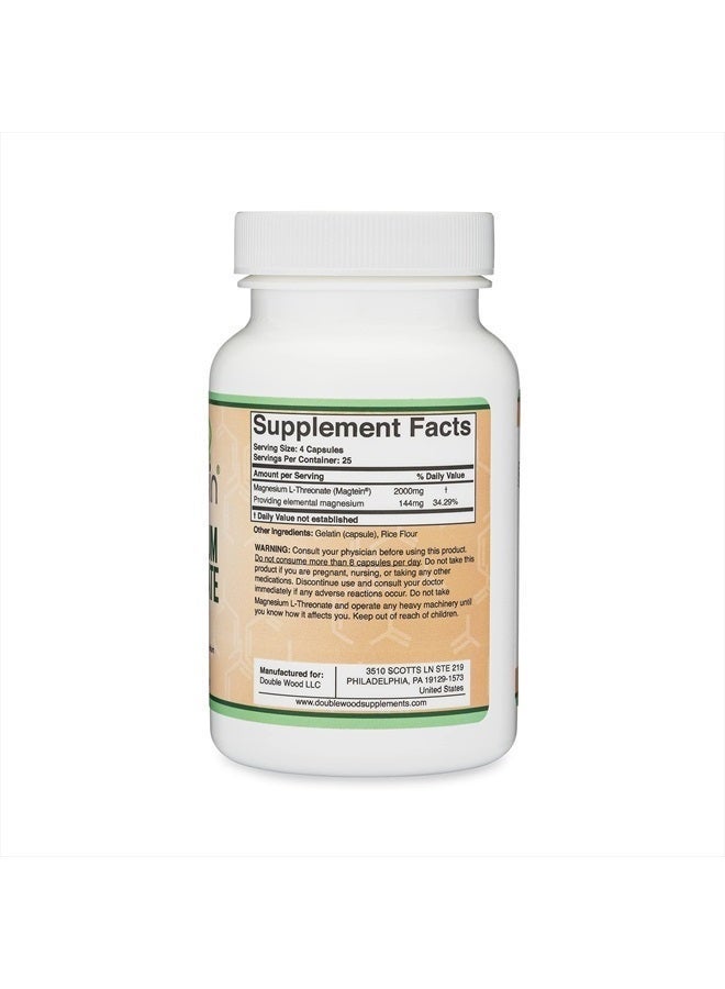Double Wood Supplements Magtein Magnesium L-Threonate, 2,000 mg – 120 Capsules - Image 3