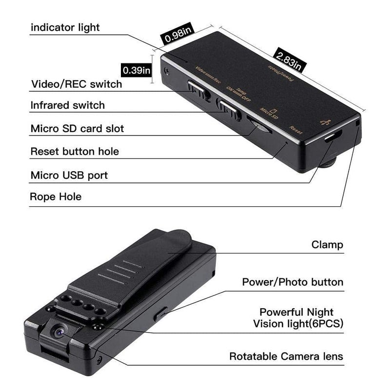 MAYUMI Ultra HD 1080P, Mini Digital Camera, Night Vision, with 32GB SD Card, Sports Indoor/Outdoor Security Camera Video Camcorders Mini Camera - (Non WiFi) - Image 5